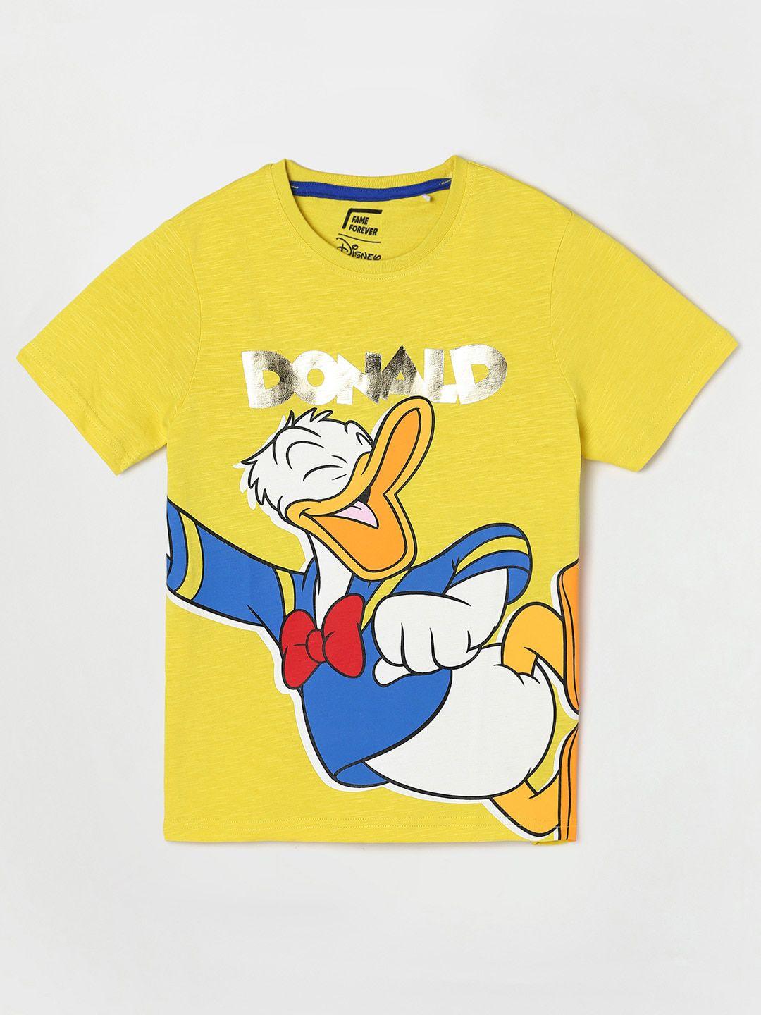 fame forever by lifestyle boys donald duck printed pure cotton t-shirt
