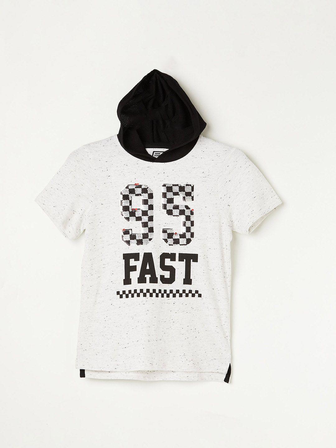 fame forever by lifestyle boys hooded cotton embellished t-shirt