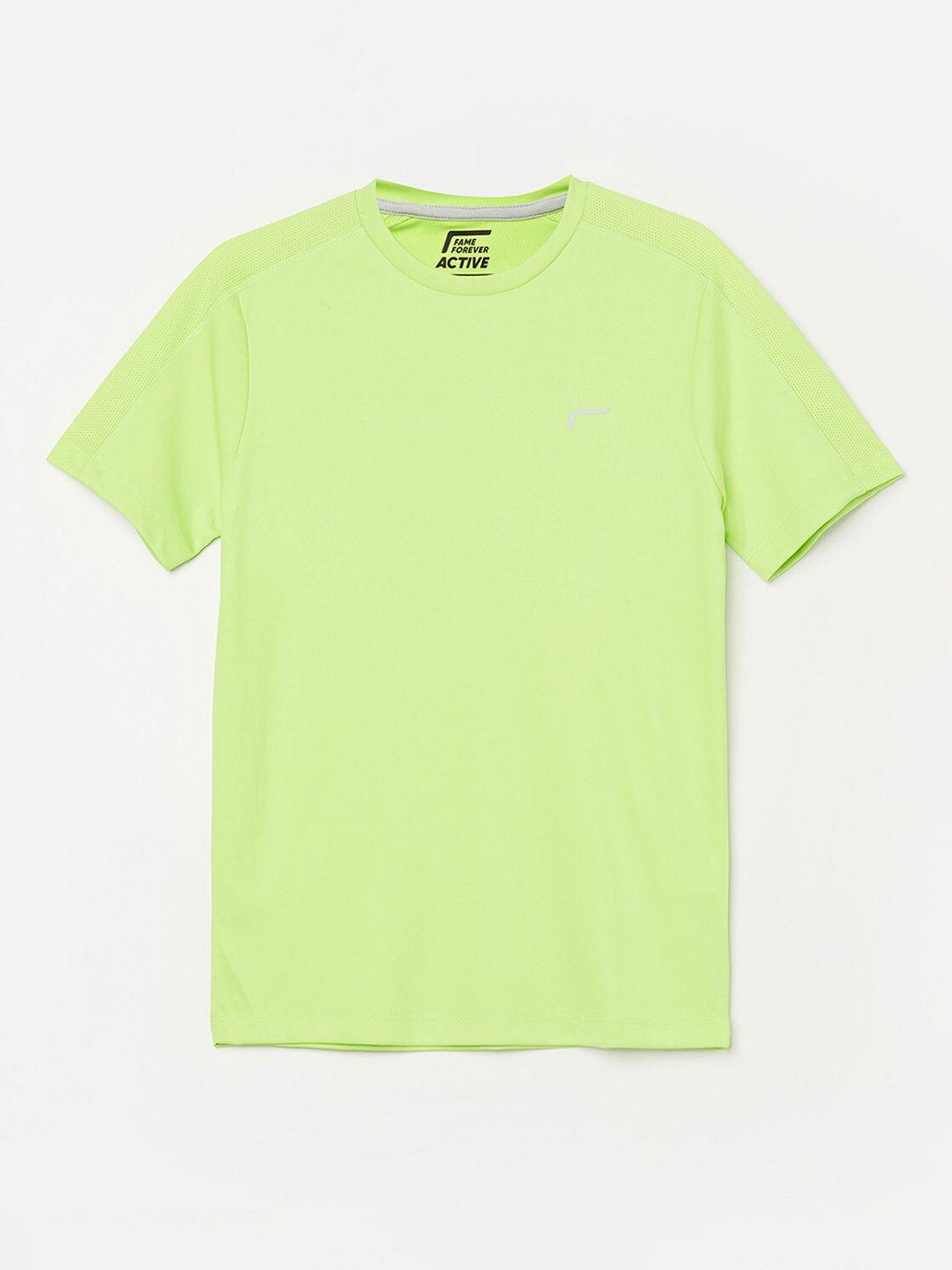 fame forever by lifestyle boys lime green solid regular fit t-shirt