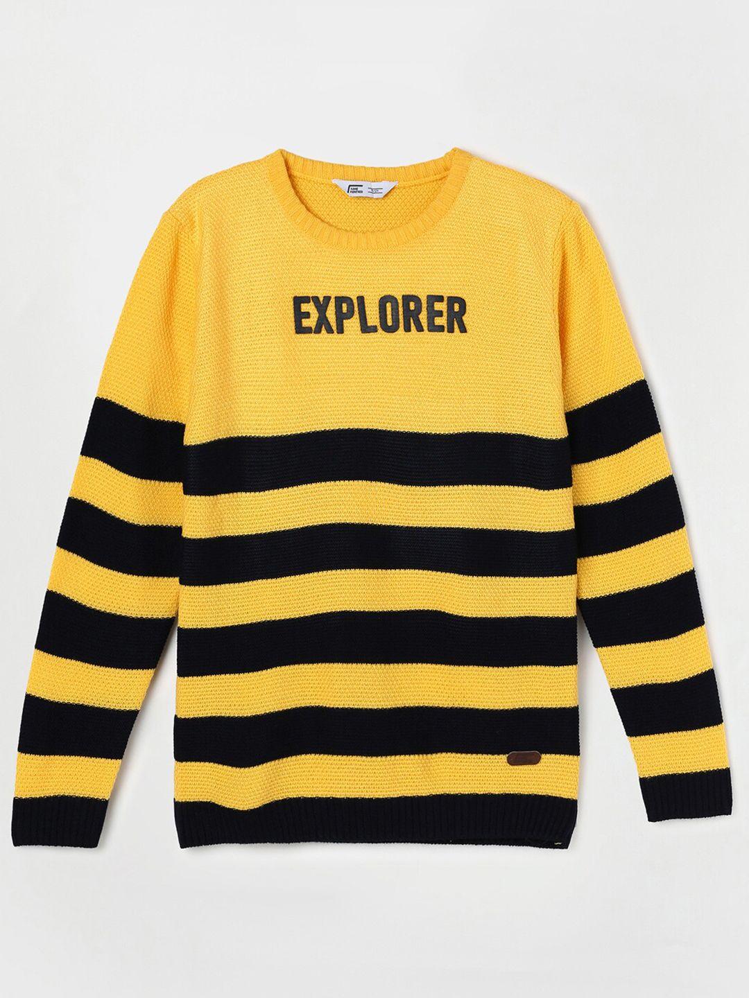 fame forever by lifestyle boys mustard & black striped striped pullover