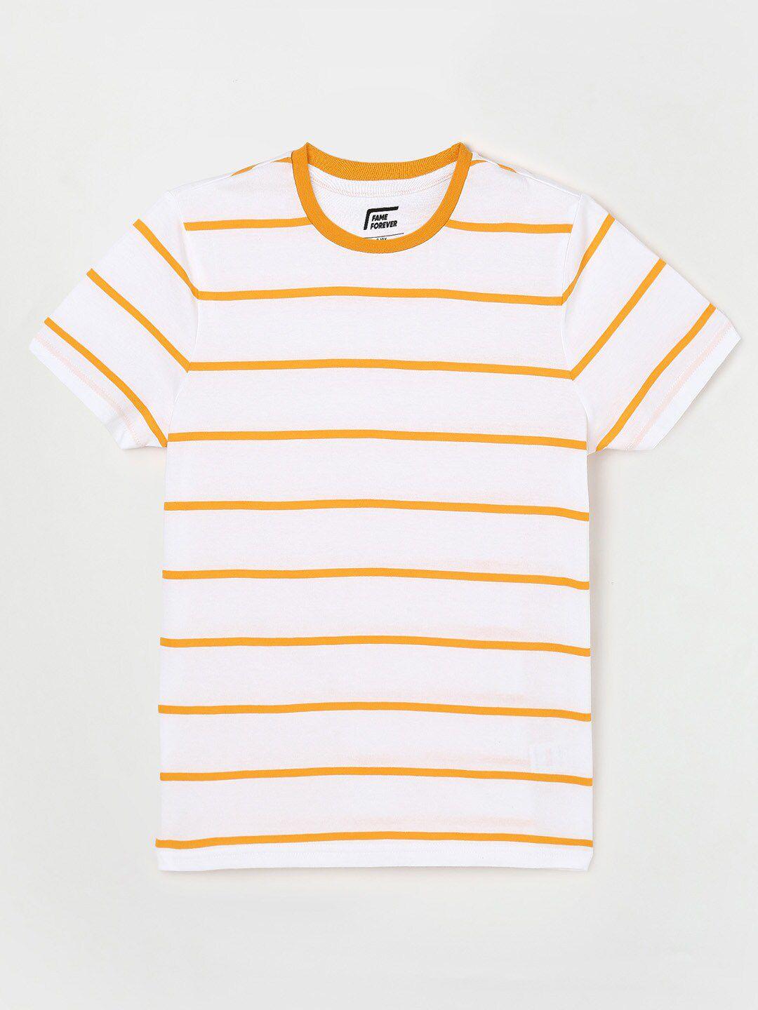 fame forever by lifestyle boys mustard yellow striped t-shirt