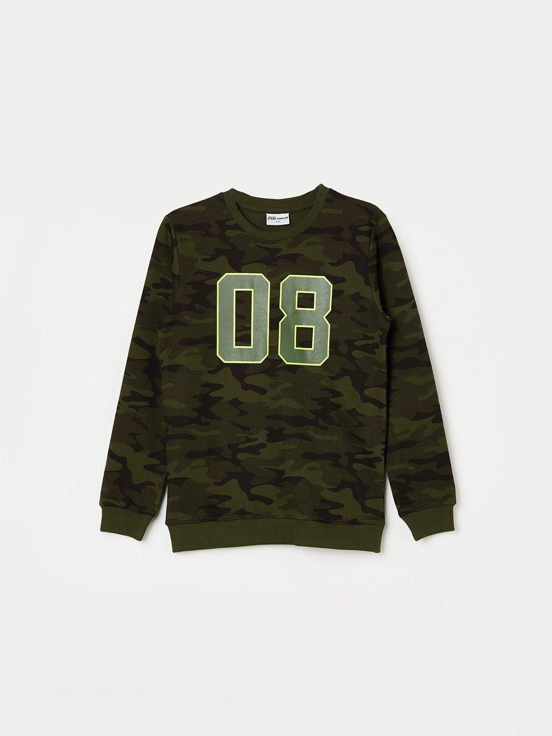 fame forever by lifestyle boys olive green printed sweatshirt