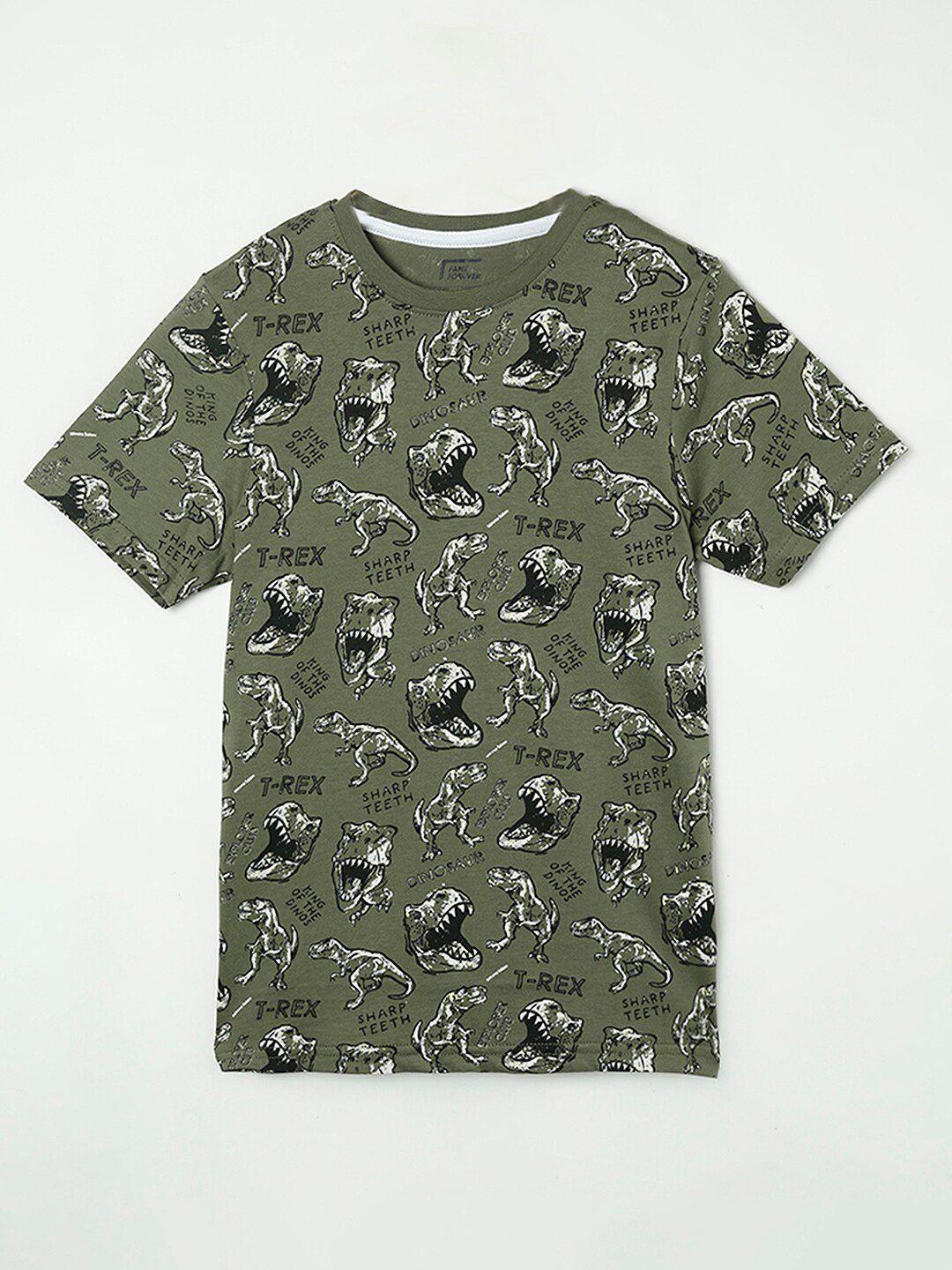 fame forever by lifestyle boys olive green printed t-shirt