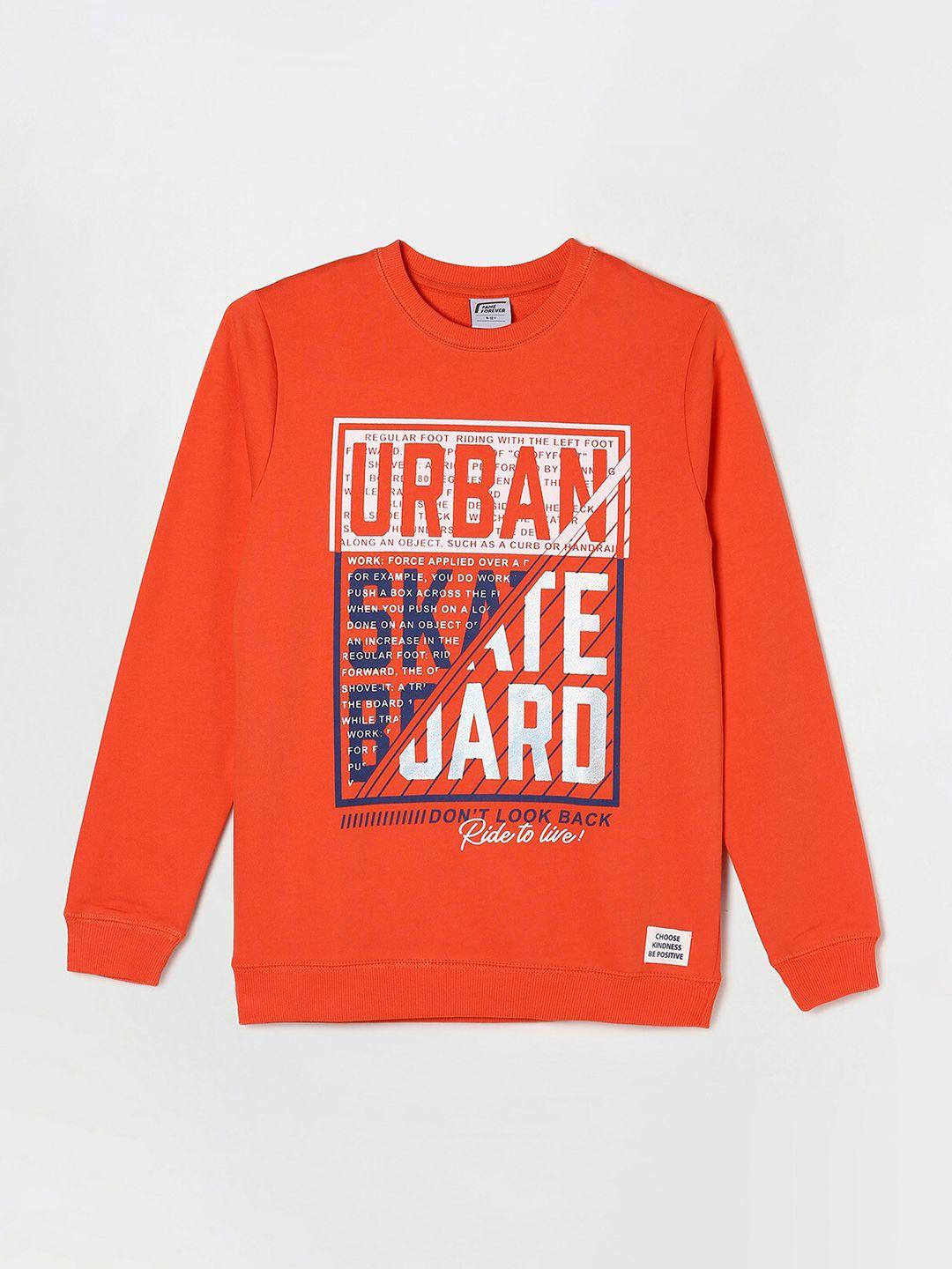 fame forever by lifestyle boys orange printed sweatshirt