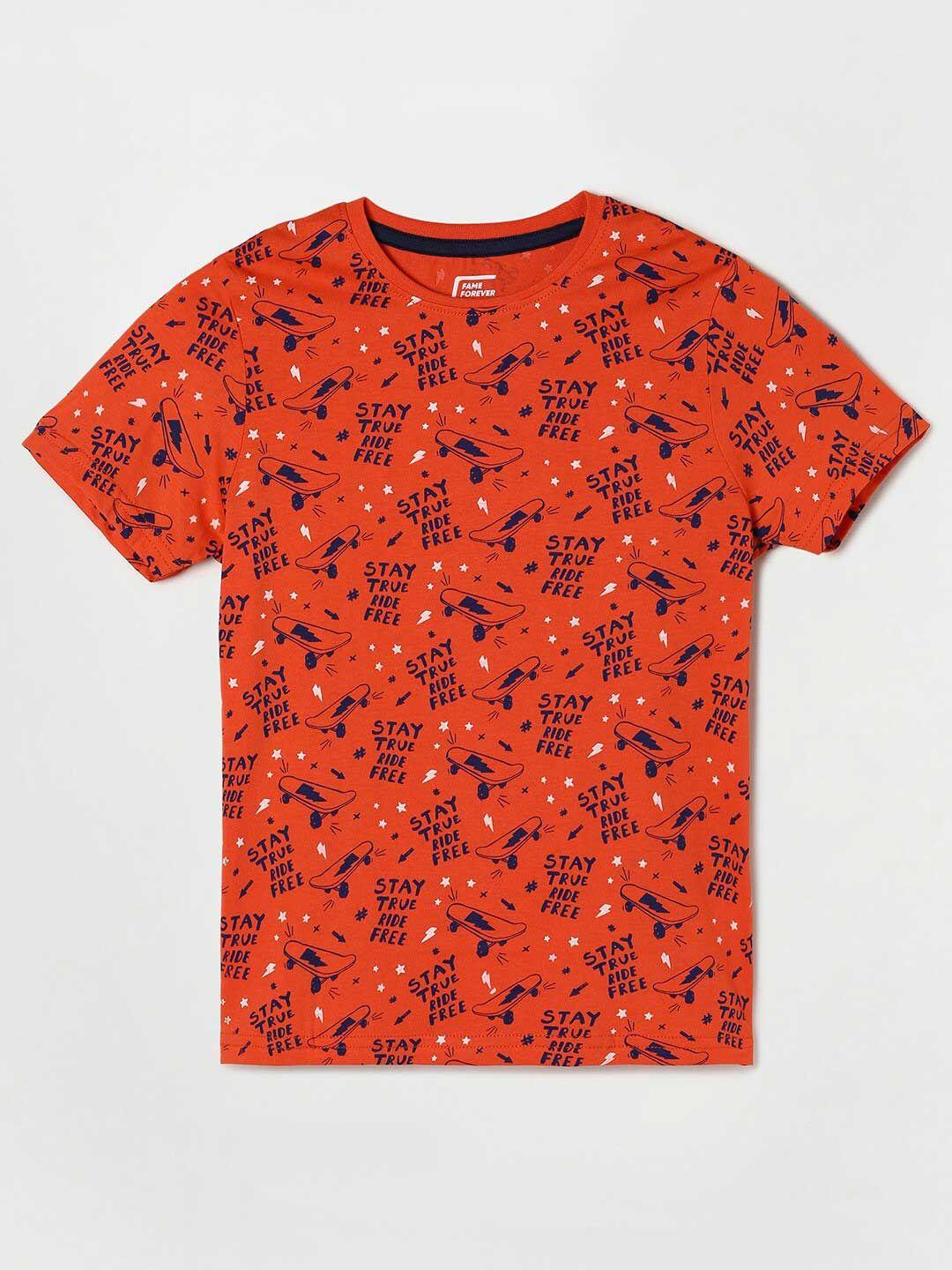 fame forever by lifestyle boys orange printed t-shirt
