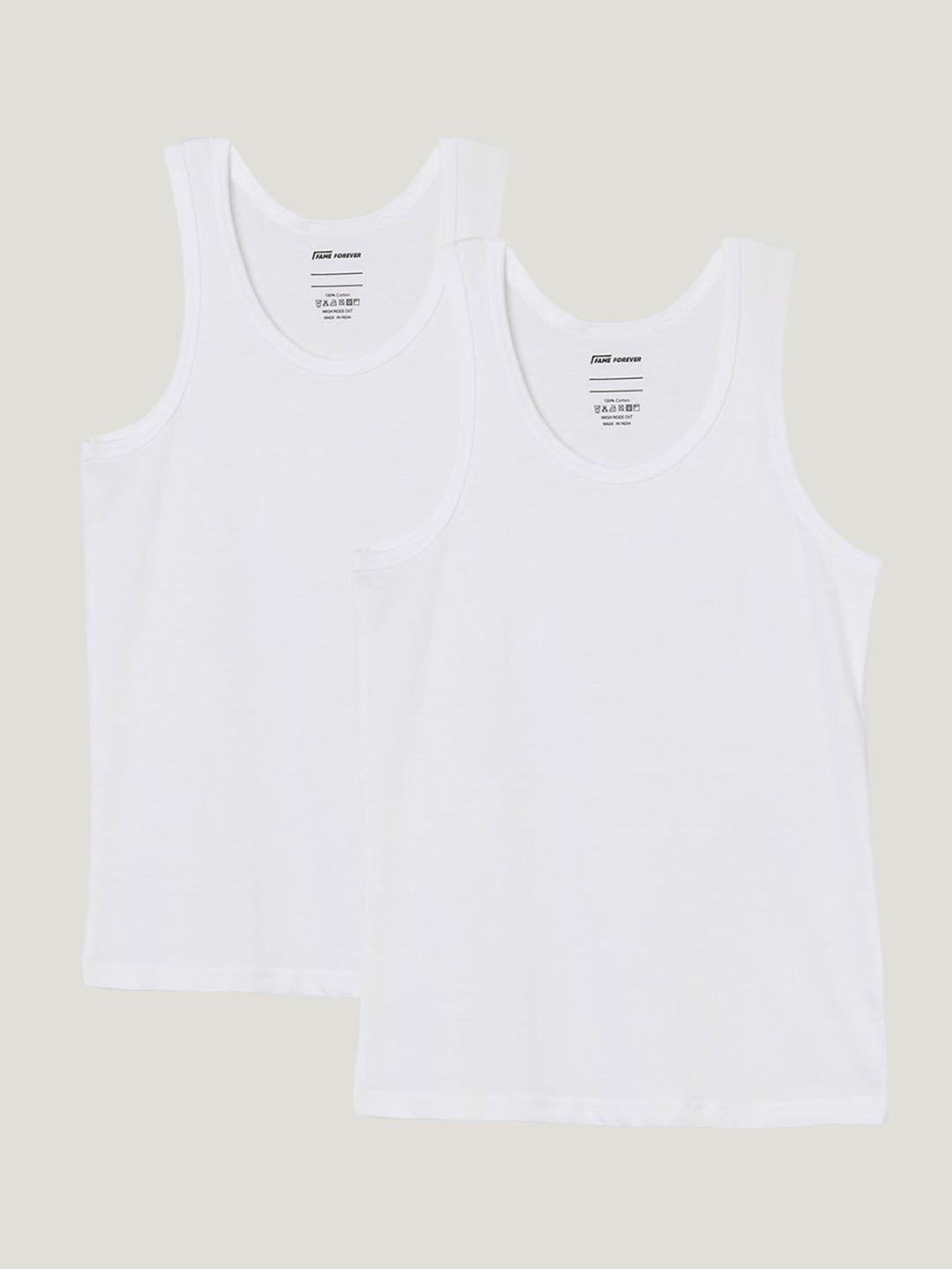 fame forever by lifestyle boys pack of 2 cotton innerwear vests 1000012829106-white