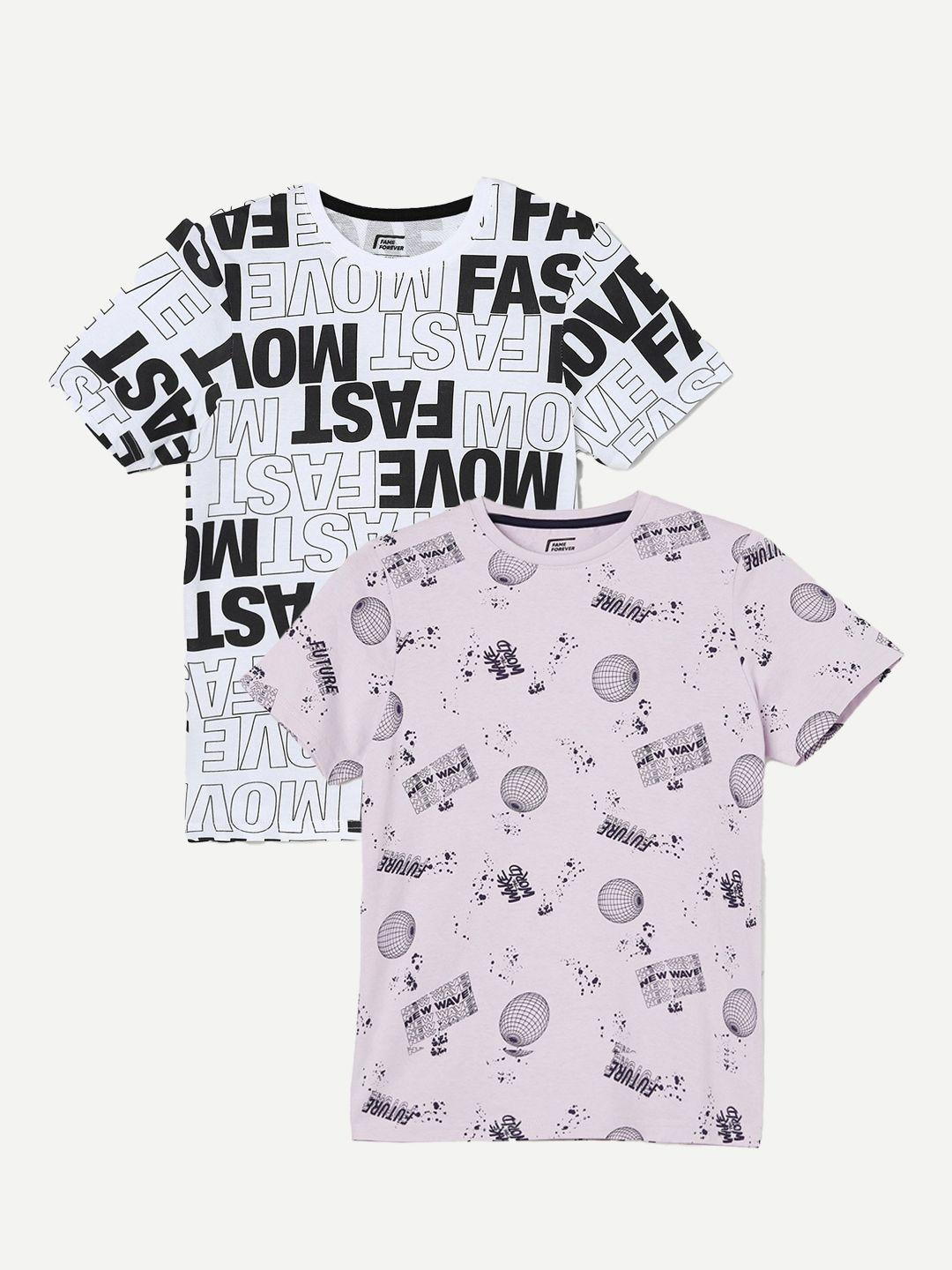 fame forever by lifestyle boys pack of 2 printed cotton t-shirt