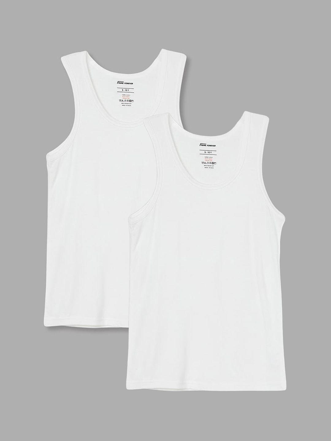 fame forever by lifestyle boys pack of 2 pure cotton basic innerwear vest 1000013074852-w