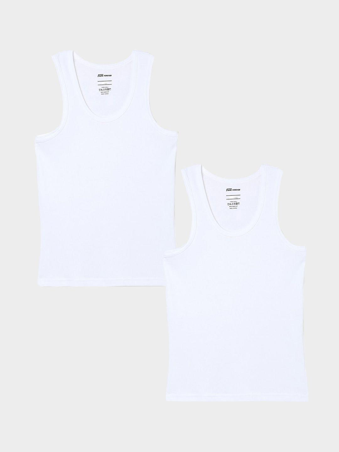 fame forever by lifestyle boys pack of 2 pure cotton basic innerwear vest