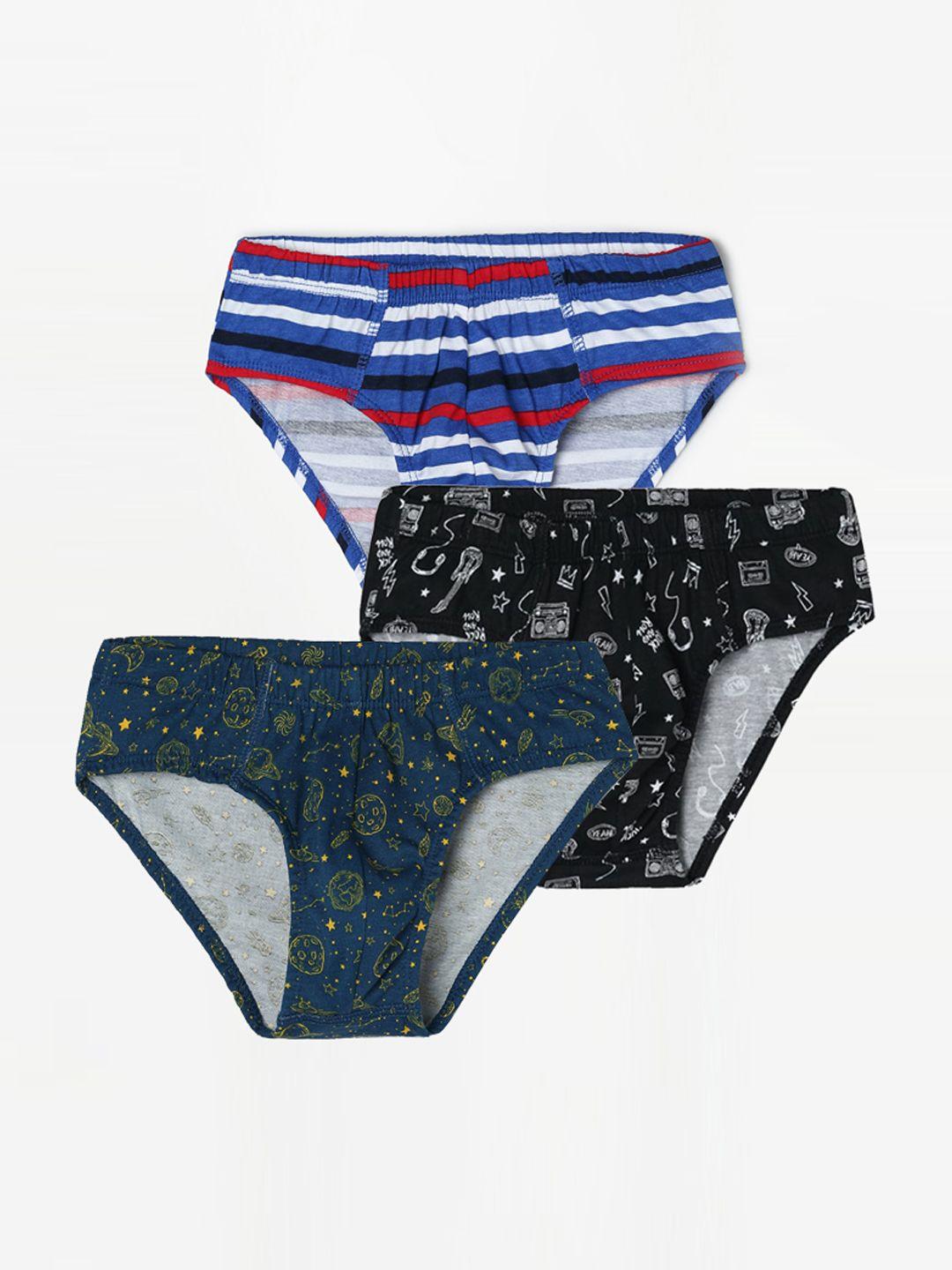fame forever by lifestyle boys pack of 3  printed pure cotton basic briefs 1000012259401-multi