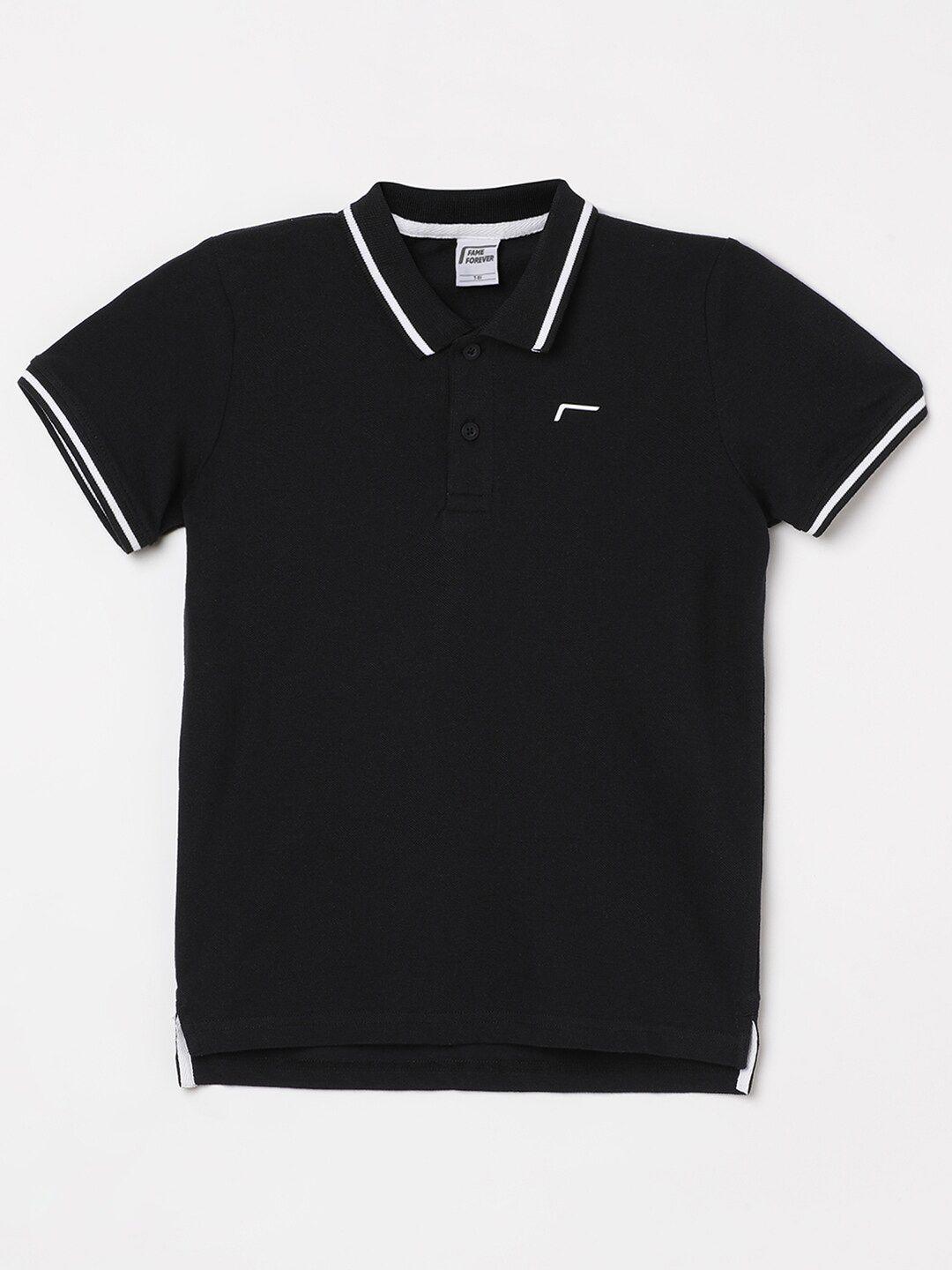 fame forever by lifestyle boys polo collar pure cotton t-shirt