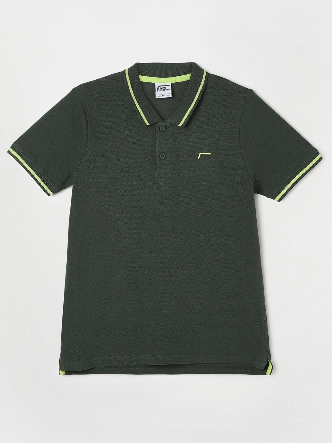 fame forever by lifestyle boys polo collar pure cotton t-shirt