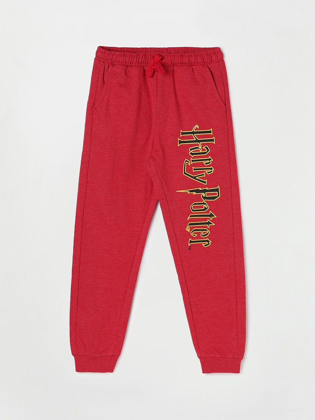 fame forever by lifestyle boys red graphic print cotton joggers