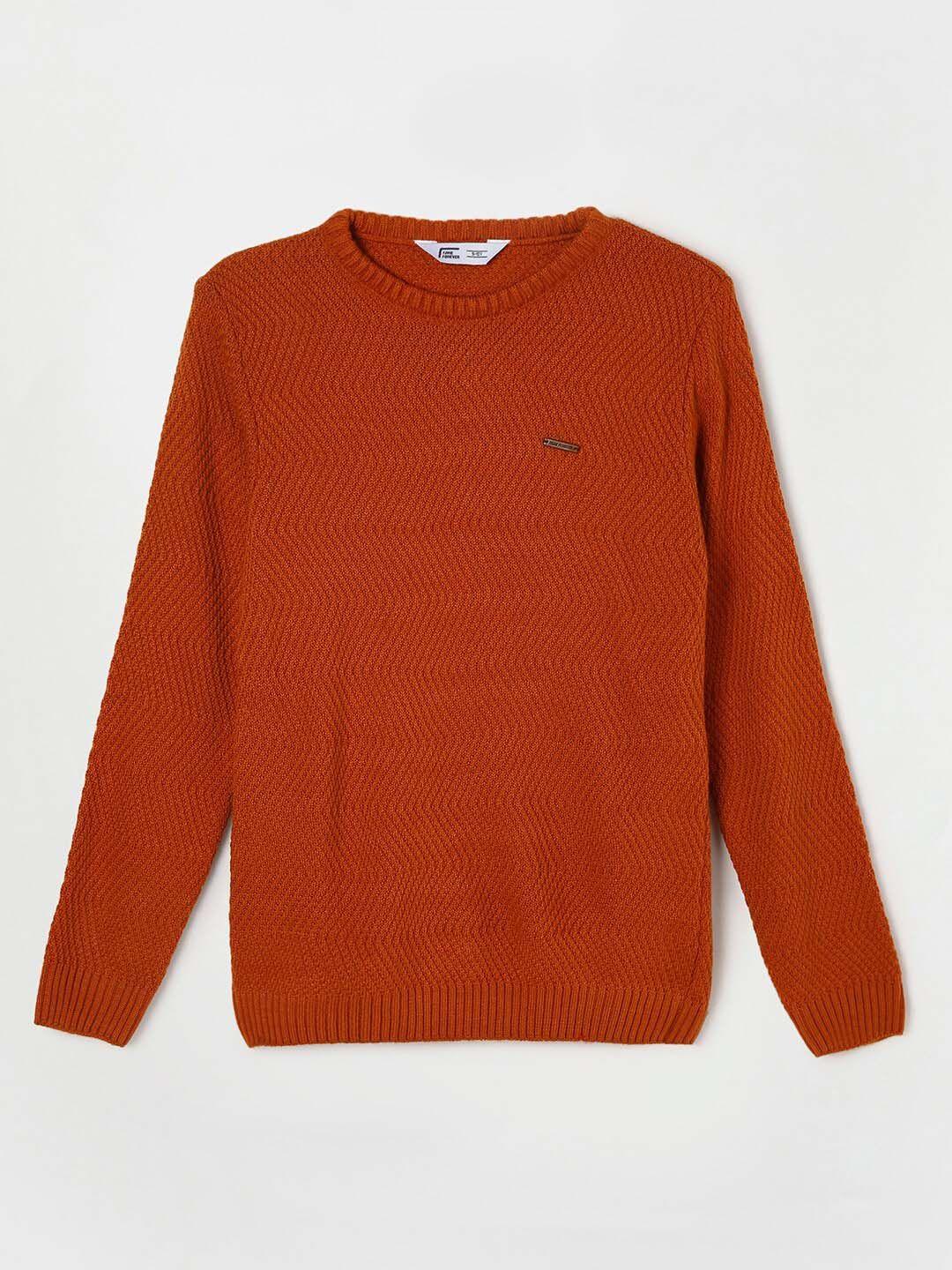 fame forever by lifestyle boys rust ribbed pullover sweater
