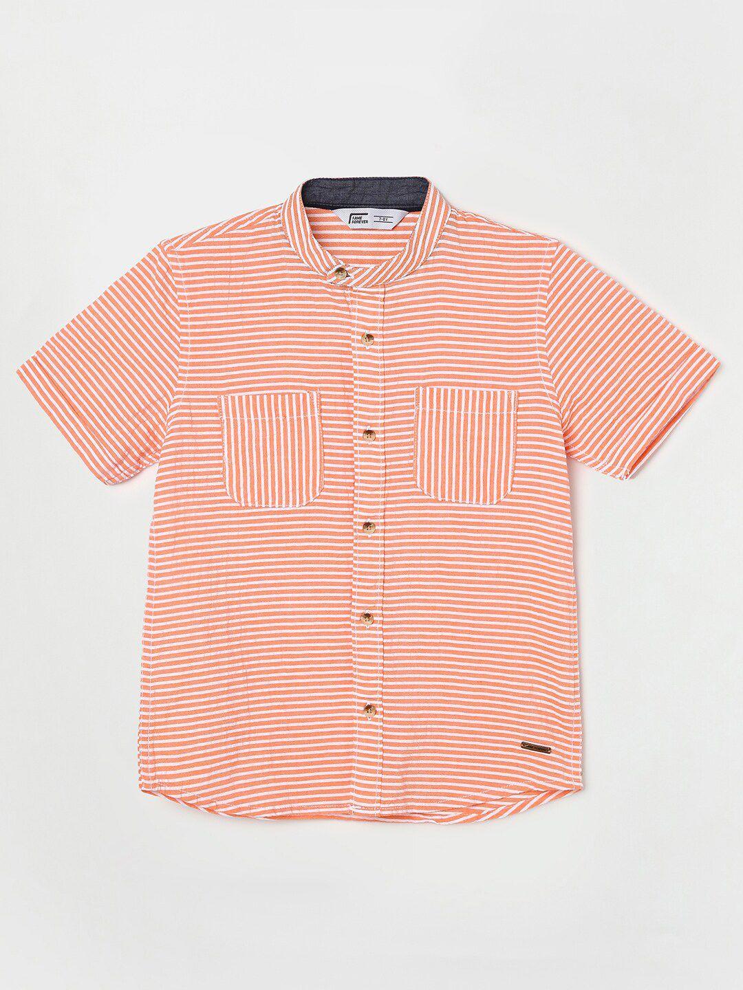 fame forever by lifestyle boys slim fit horizontal stripes casual cotton shirt