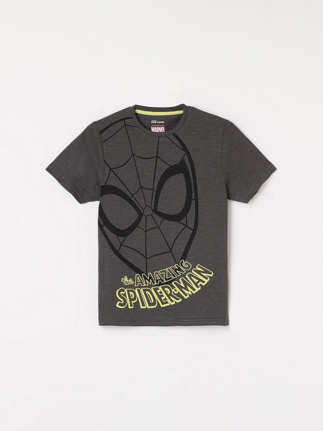 fame forever by lifestyle boys spider man printed cotton t-shirt