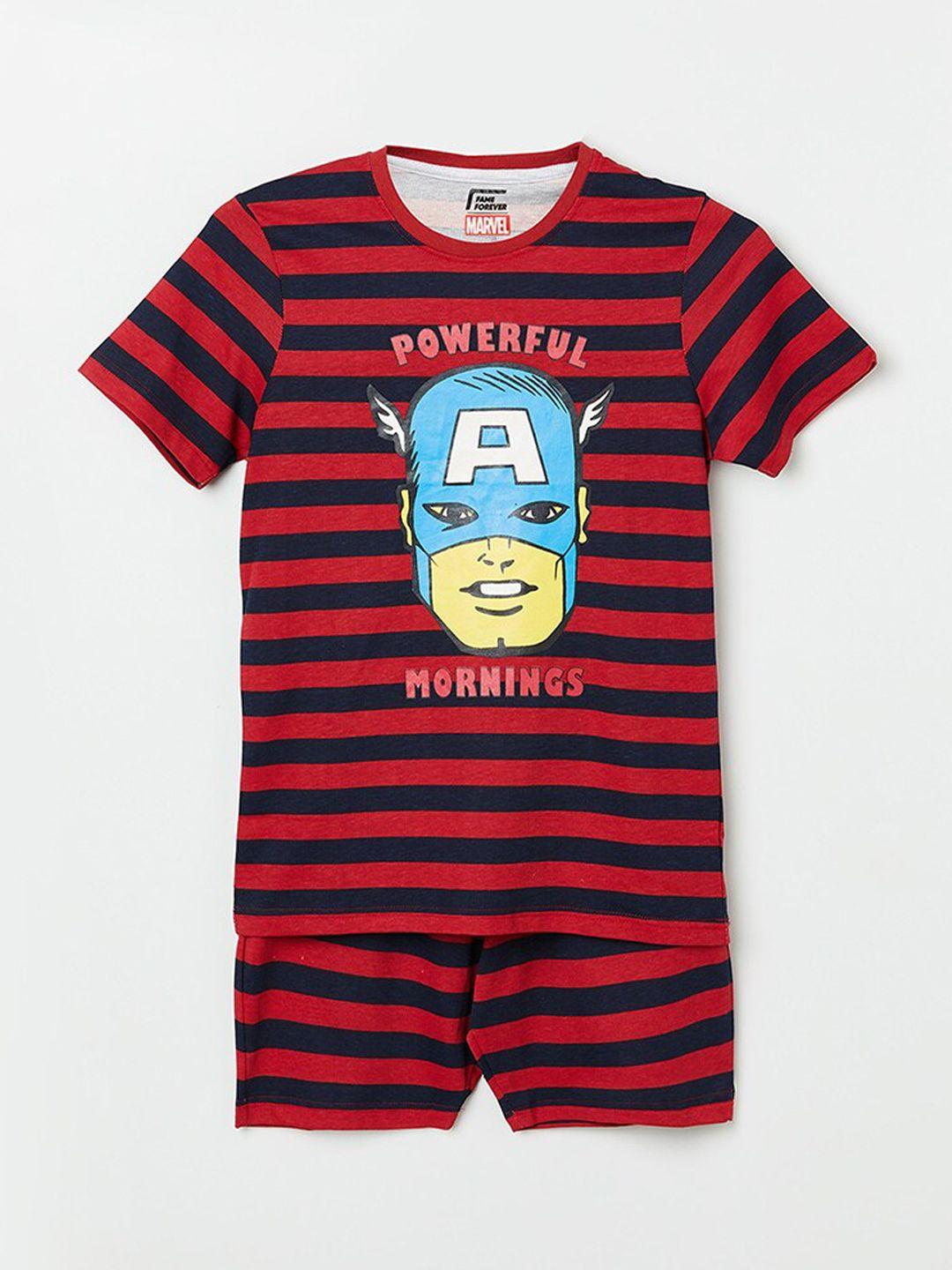 fame forever by lifestyle boys striped captain america t-shirt with shorts