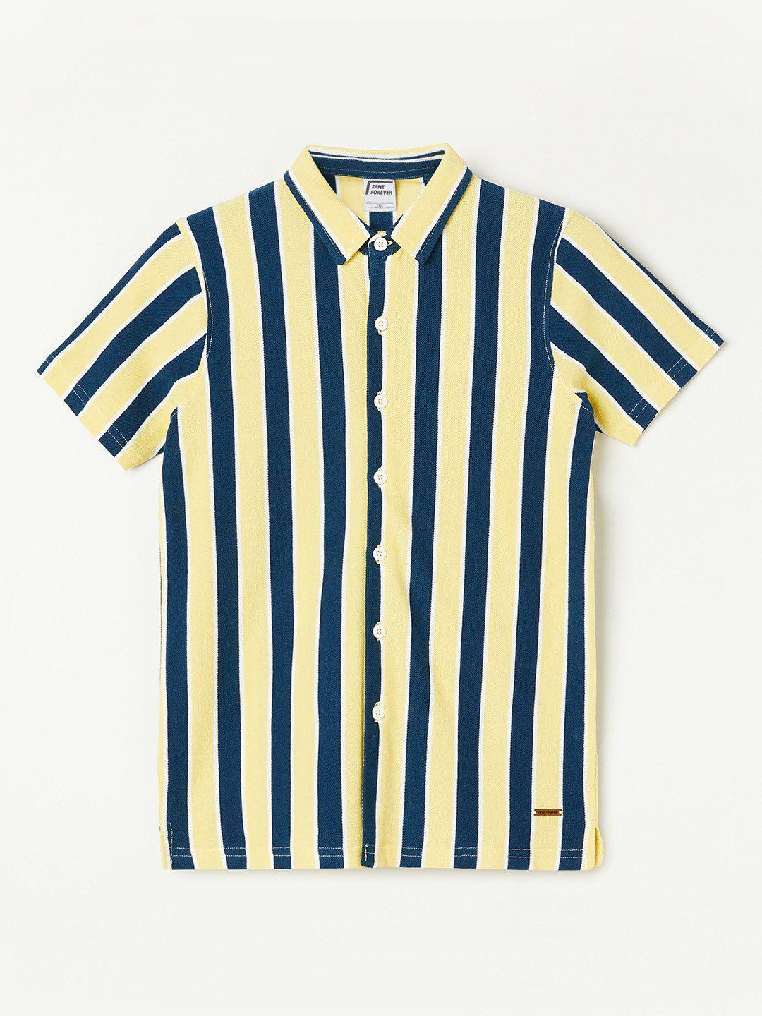 fame forever by lifestyle boys striped cotton casual shirt