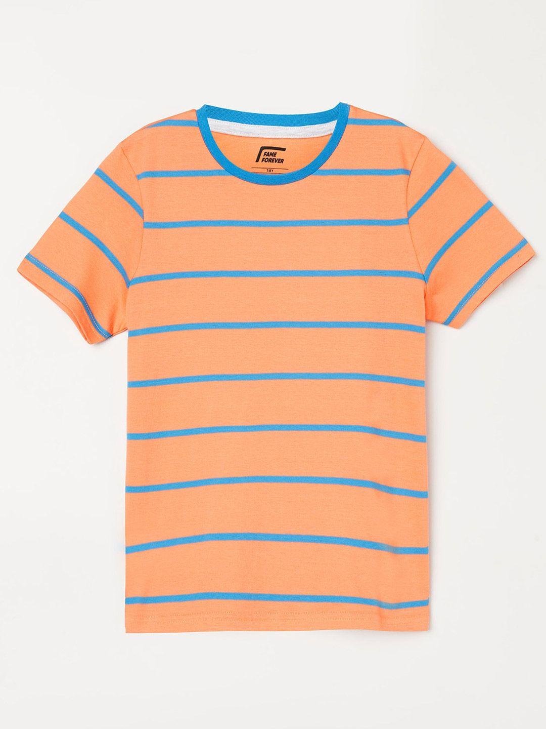 fame forever by lifestyle boys striped cotton t-shirt
