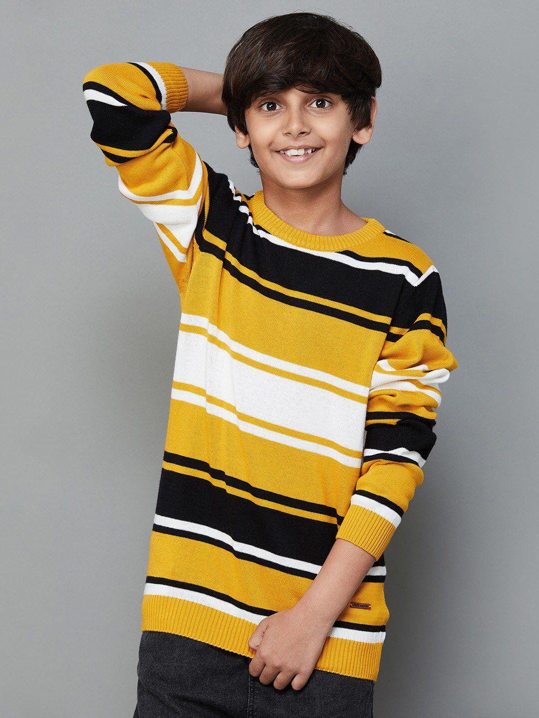 fame forever by lifestyle boys striped pure cotton pullover sweaters
