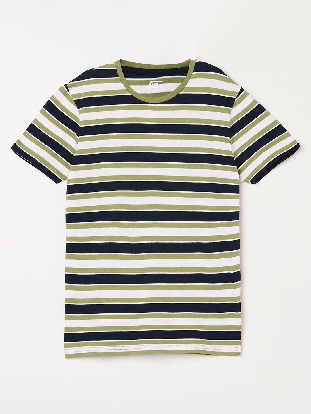 fame forever by lifestyle boys striped pure cotton t-shirt