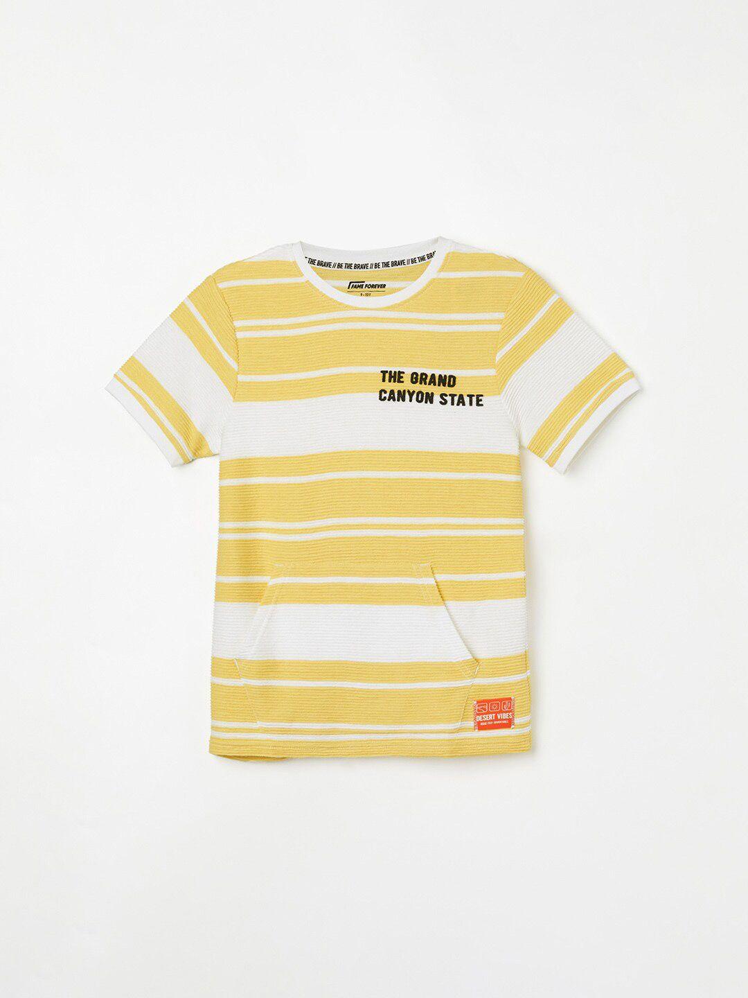 fame forever by lifestyle boys striped v-neck applique t-shirt