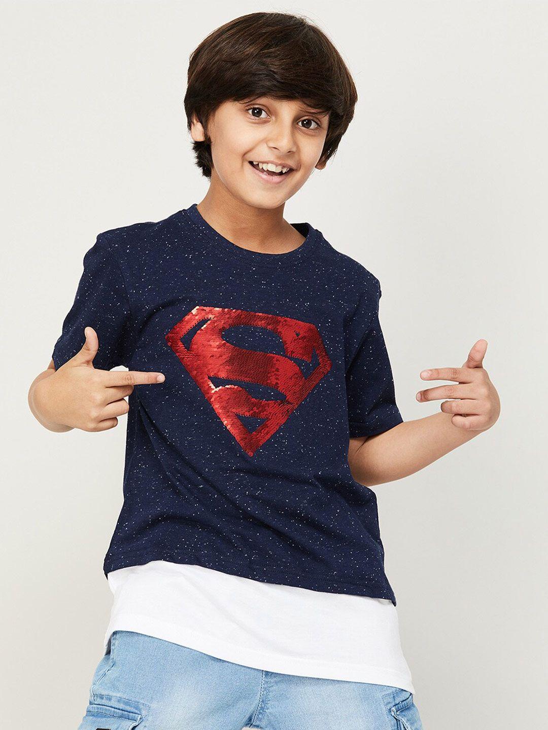 fame forever by lifestyle boys superman printed short sleeves cotton t-shirt