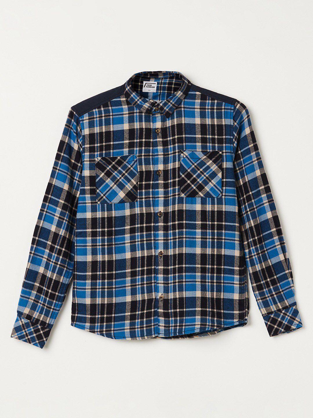 fame forever by lifestyle boys tartan checked casual pure cotton shirt