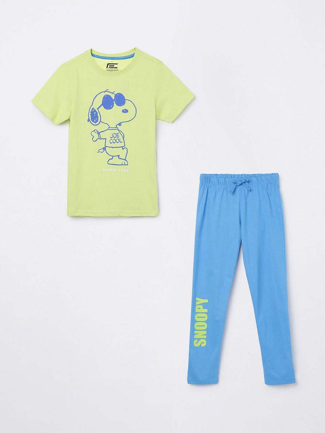 fame forever by lifestyle boys yellow snoopy print clothing set