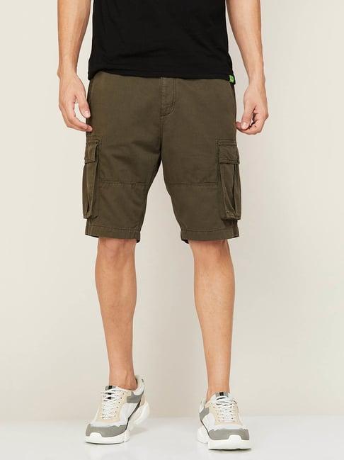 fame forever by lifestyle brown cotton regular fit shorts