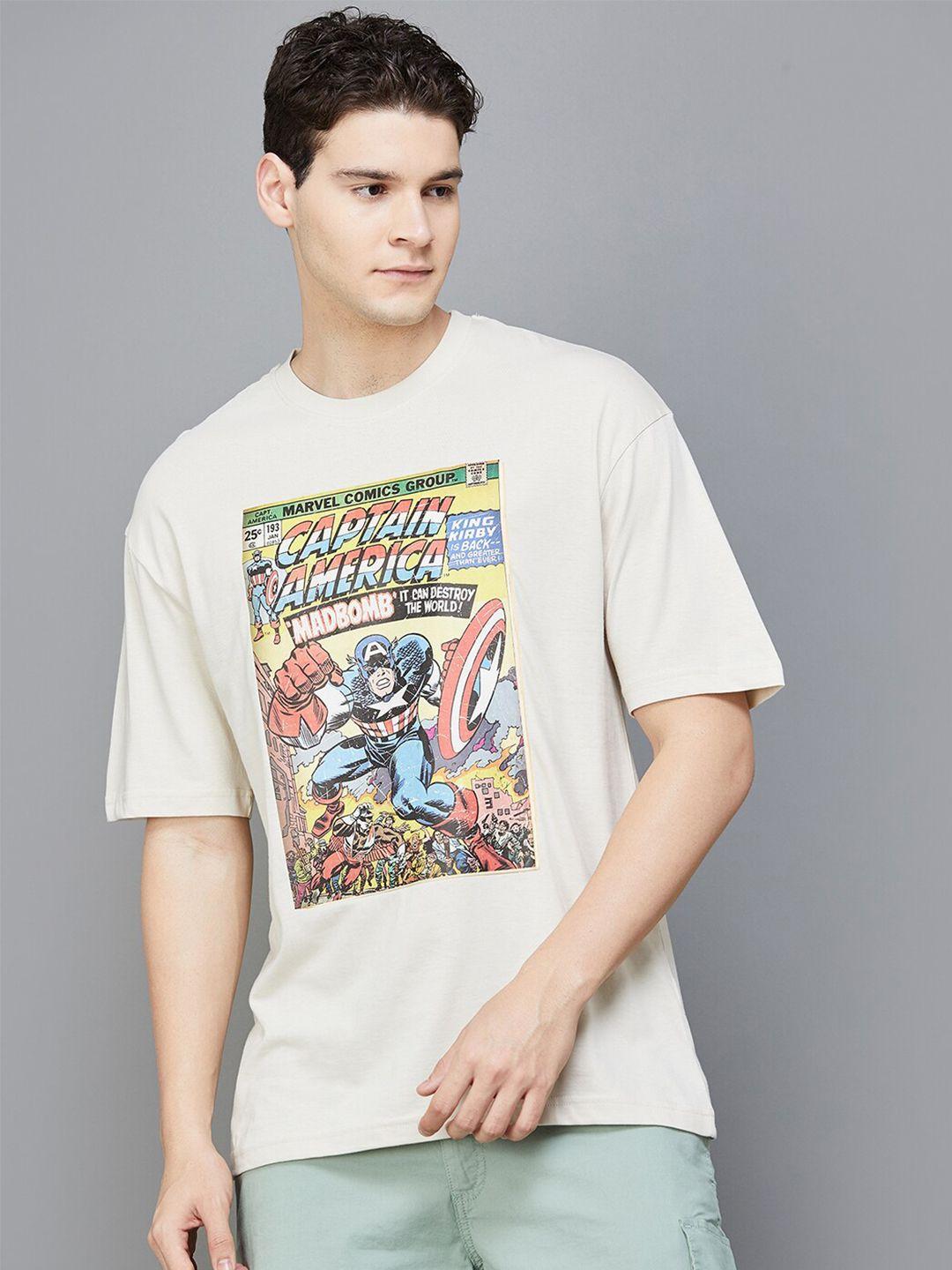 fame forever by lifestyle captain america printed cotton t-shirt