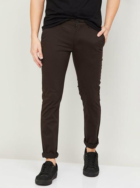 fame forever by lifestyle coffee brown regular fit chinos