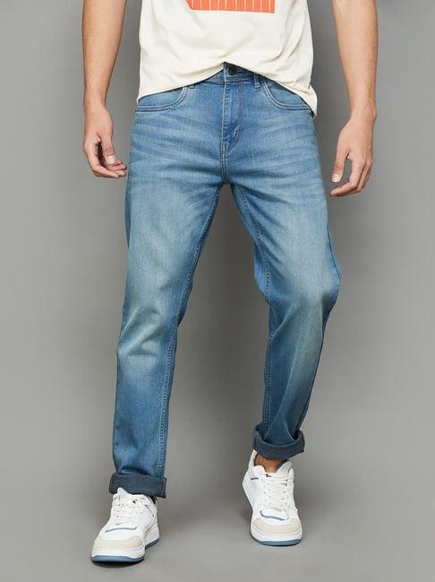 fame forever by lifestyle dark blue cotton regular fit jeans