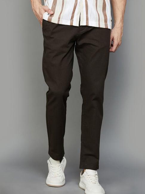 fame forever by lifestyle dark brown slim fit chinos