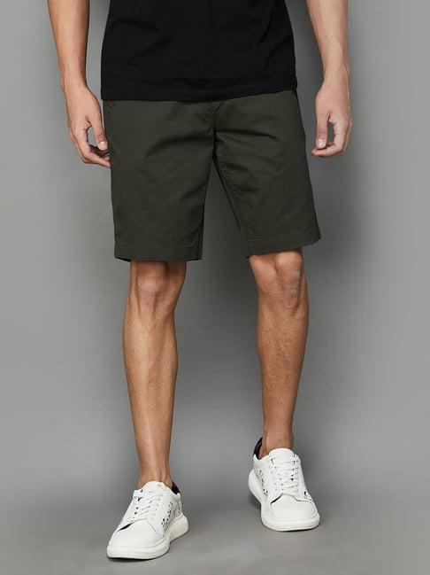 fame forever by lifestyle dark olive regular fit shorts