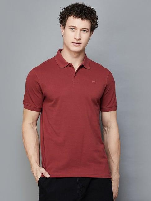 fame forever by lifestyle dark red regular fit polo t-shirt
