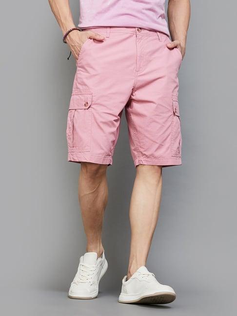 fame forever by lifestyle dusty pink regular fit cargo shorts