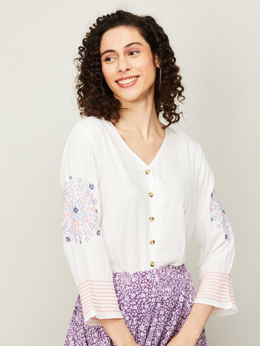 fame forever by lifestyle embroidered shirt style top