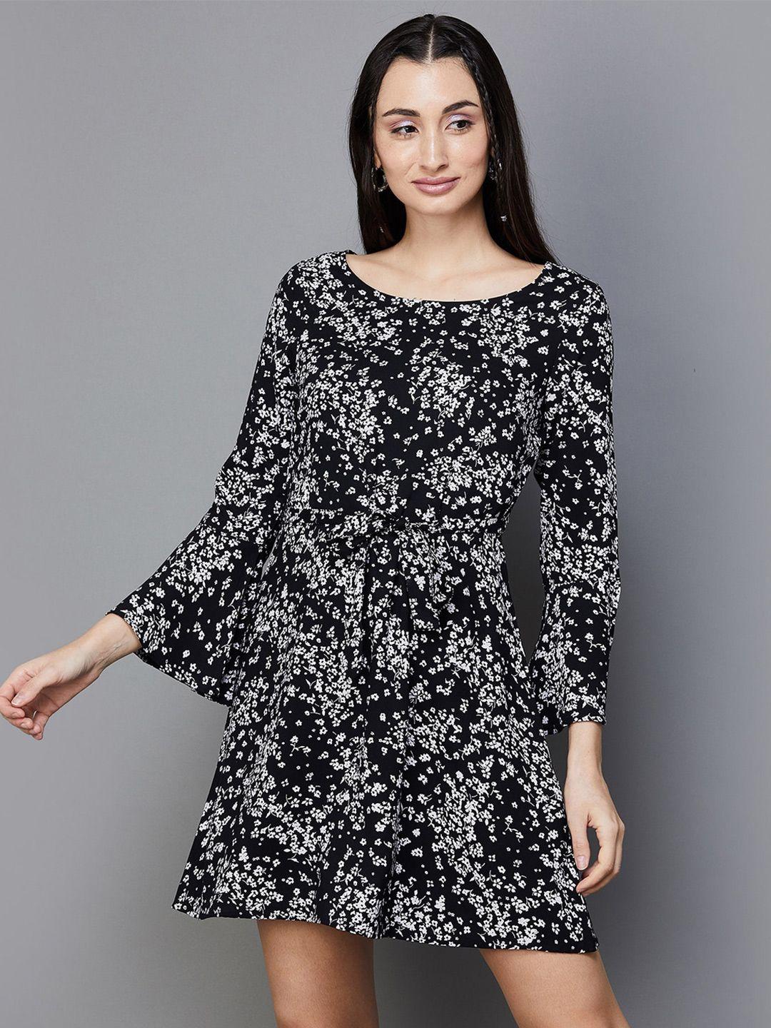 fame forever by lifestyle floral printed bell sleeve a-line dress