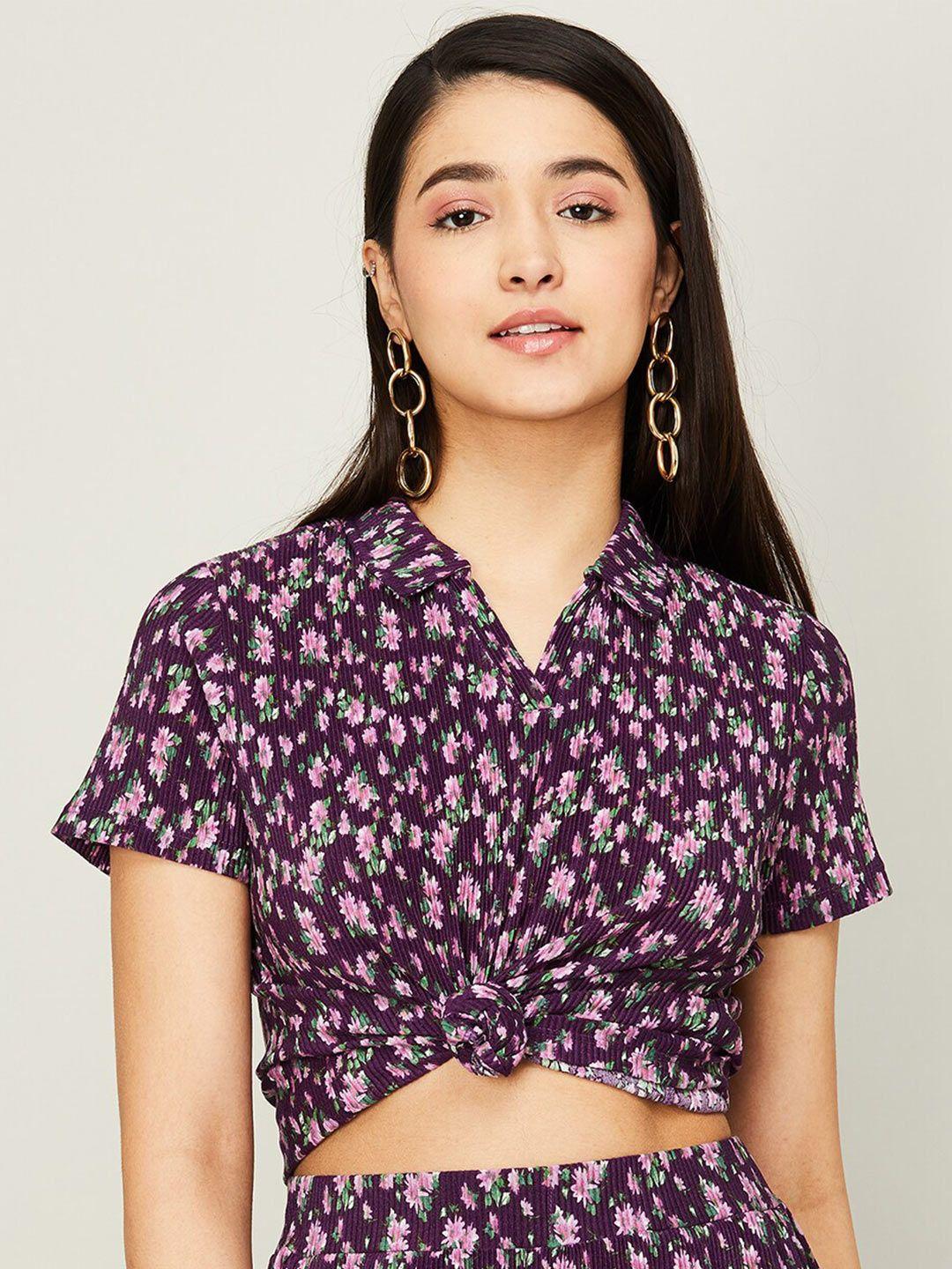 fame forever by lifestyle floral printed shirt style top