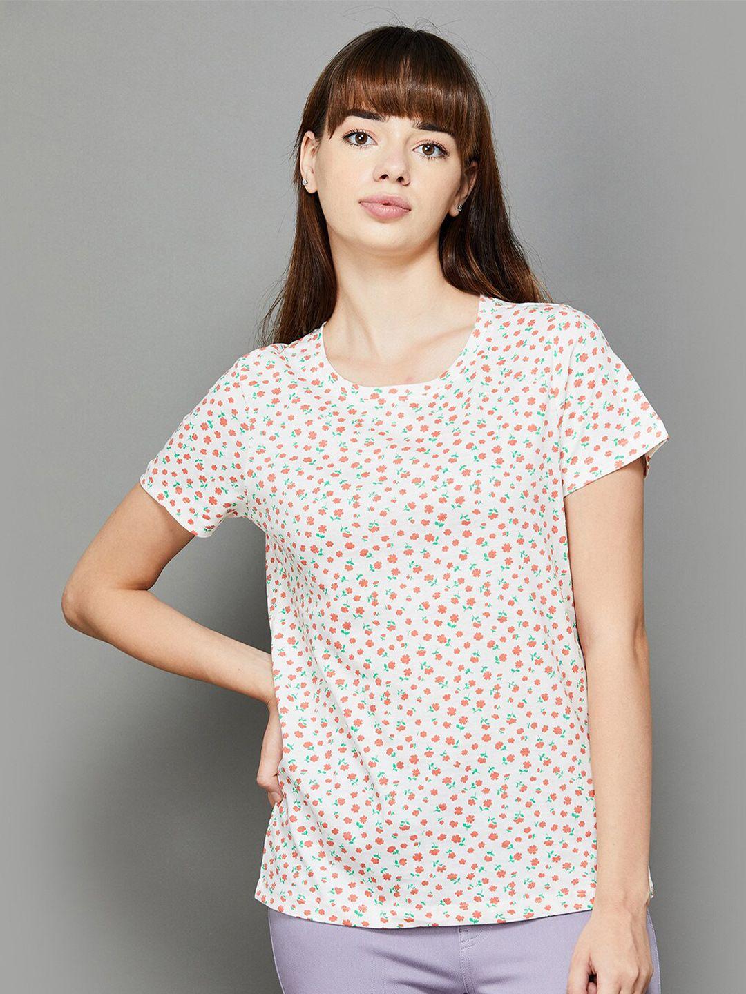 fame forever by lifestyle floral printed square neck pure cotton top