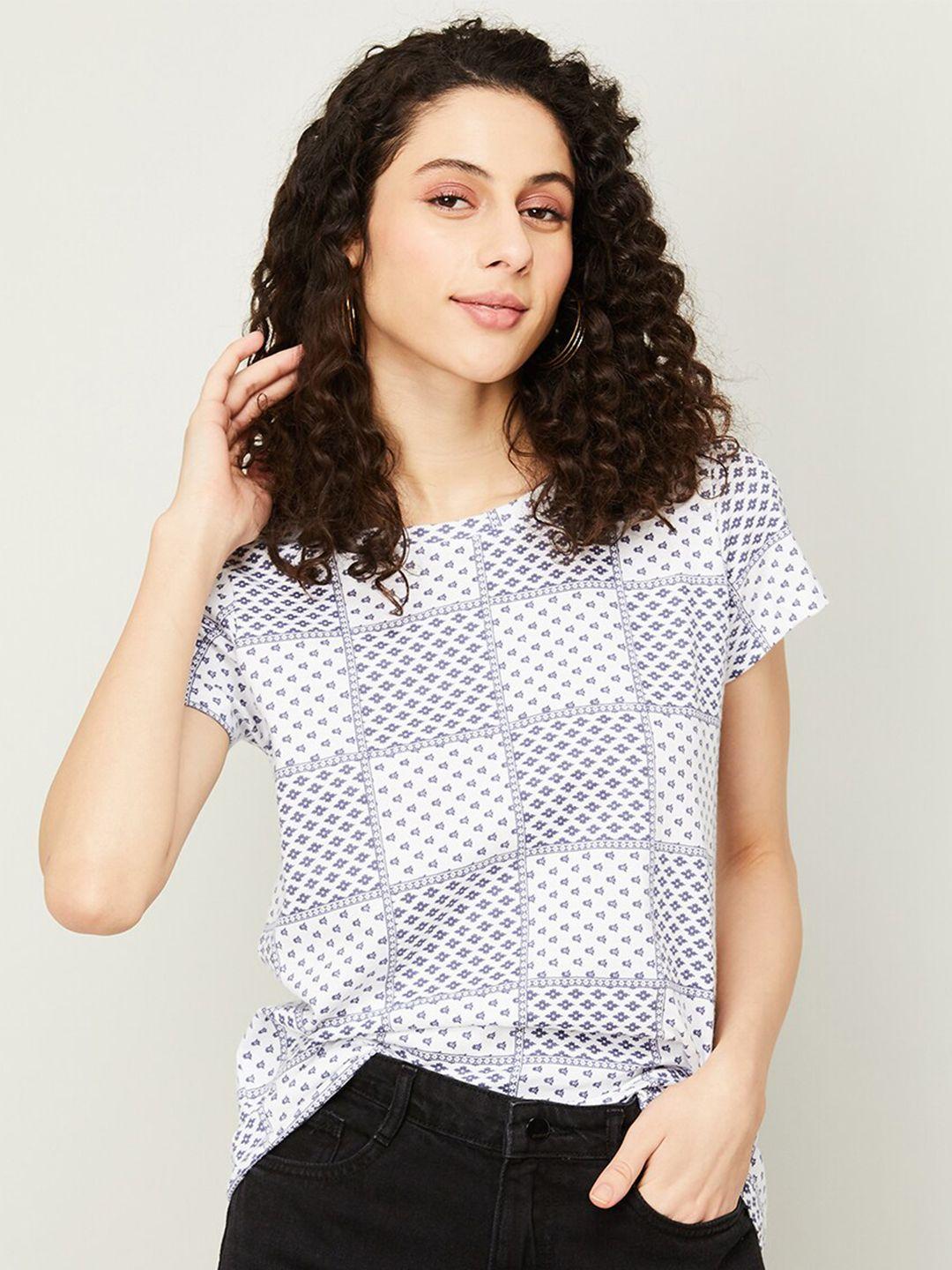 fame forever by lifestyle geometric printed pure cotton top