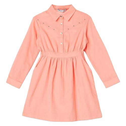 fame forever by lifestyle girls orange cotton regular fit solid dress_peach_7-8y