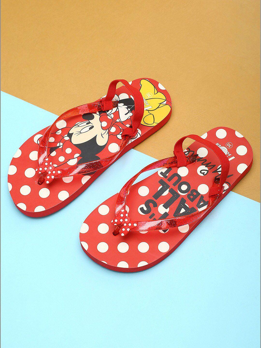 fame forever by lifestyle girls red & white printed rubber slip-on