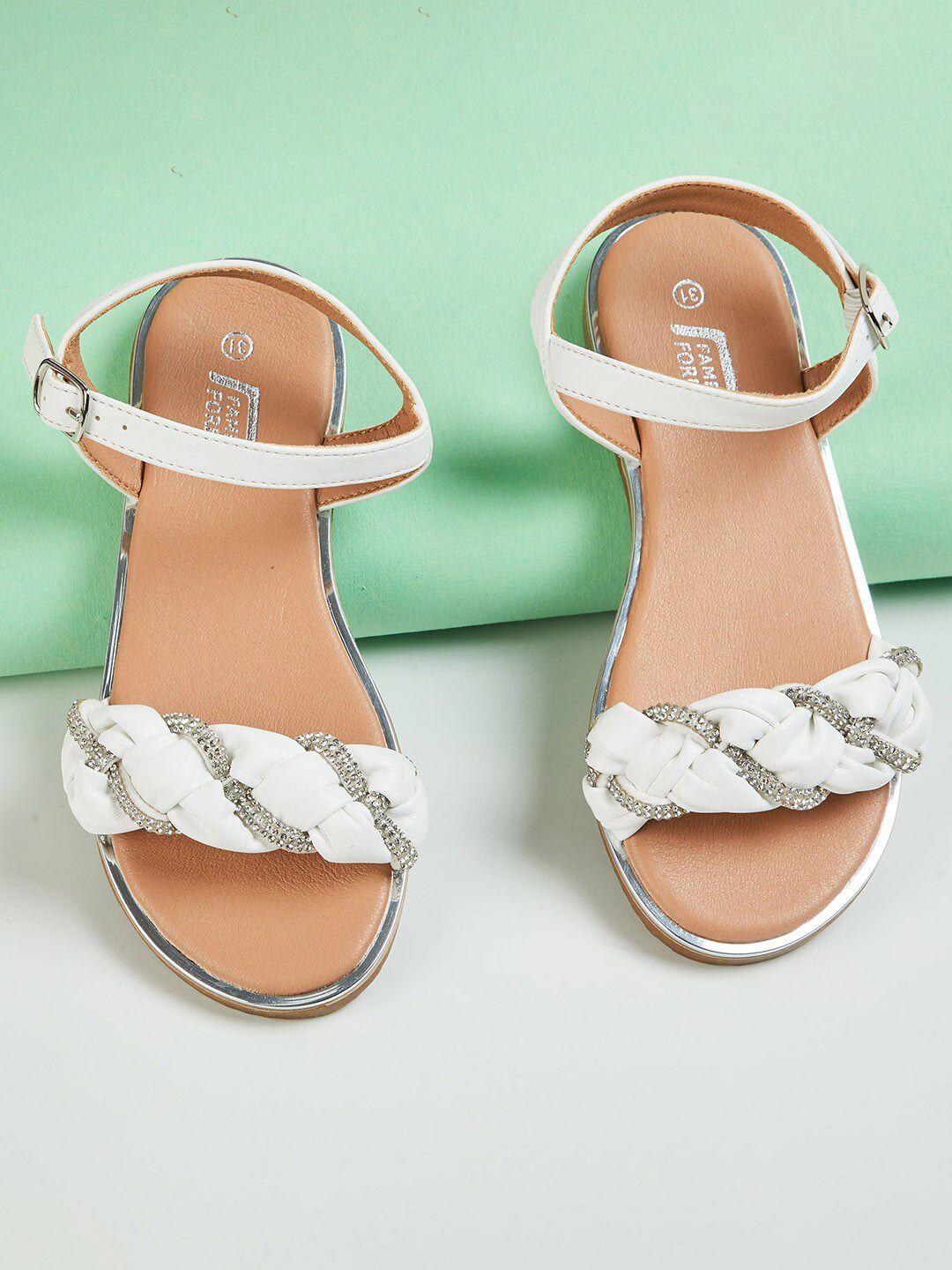 fame forever by lifestyle girls white embellished open toe flats
