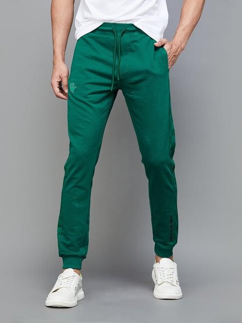 fame forever by lifestyle green cotton slim fit printed joggers