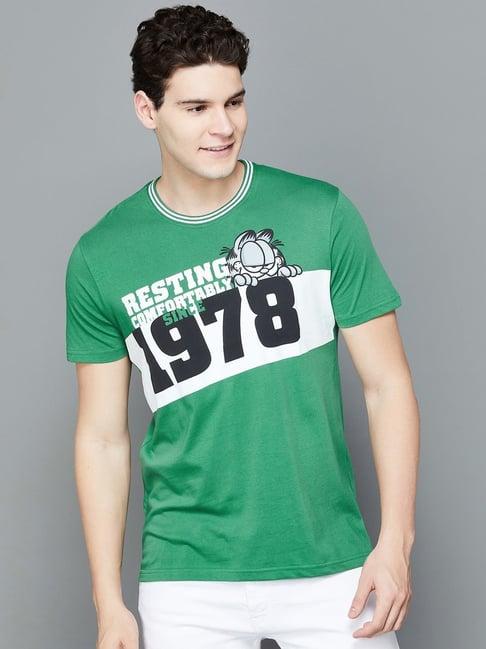fame forever by lifestyle green regular fit printed t-shirt