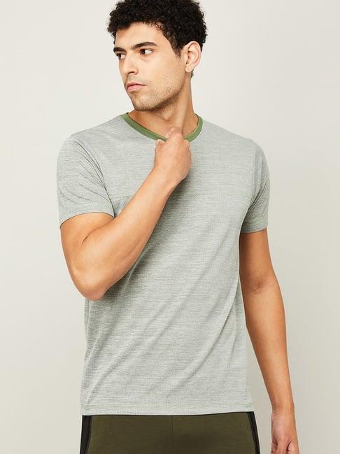 fame forever by lifestyle green regular fit texture sports t-shirt