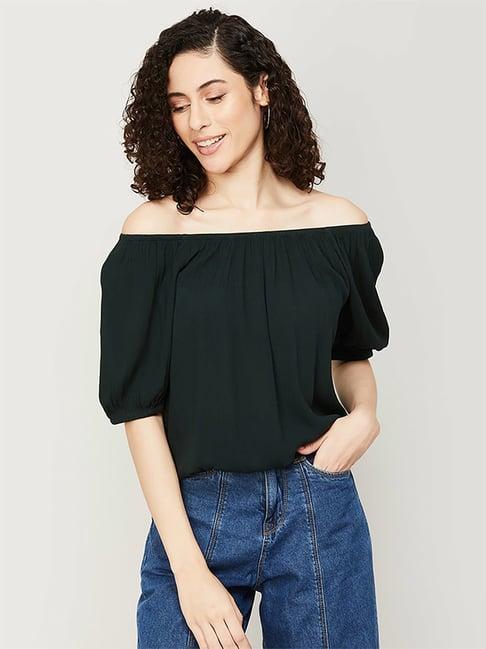 fame forever by lifestyle green regular fit top