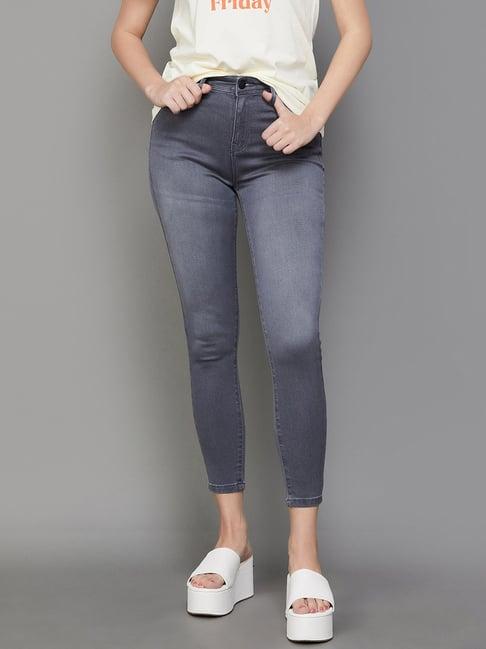 fame forever by lifestyle grey cotton mid rise jeans